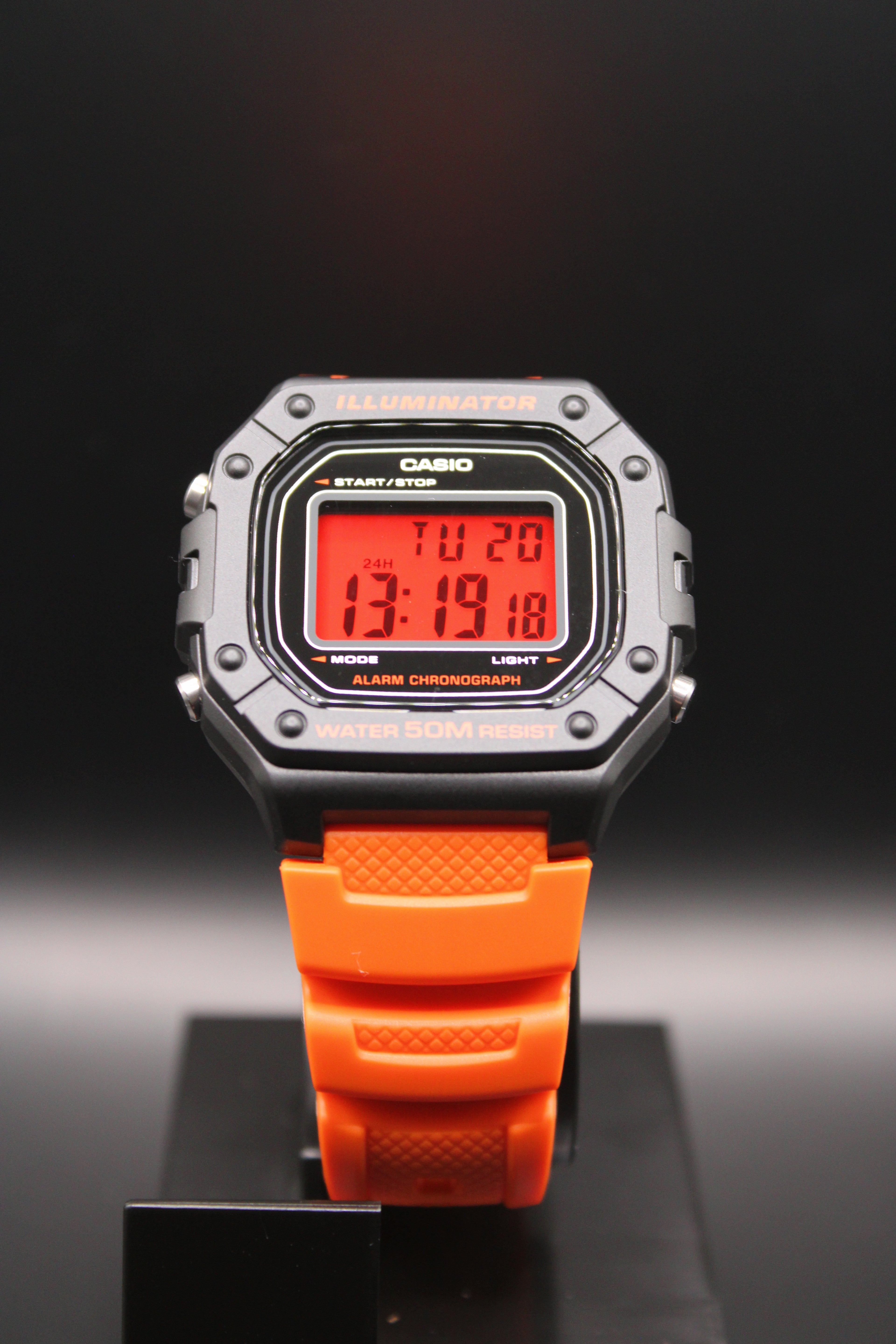 Limited Edition - Red Casio W218H - Orange Strap Custom (Brand New)