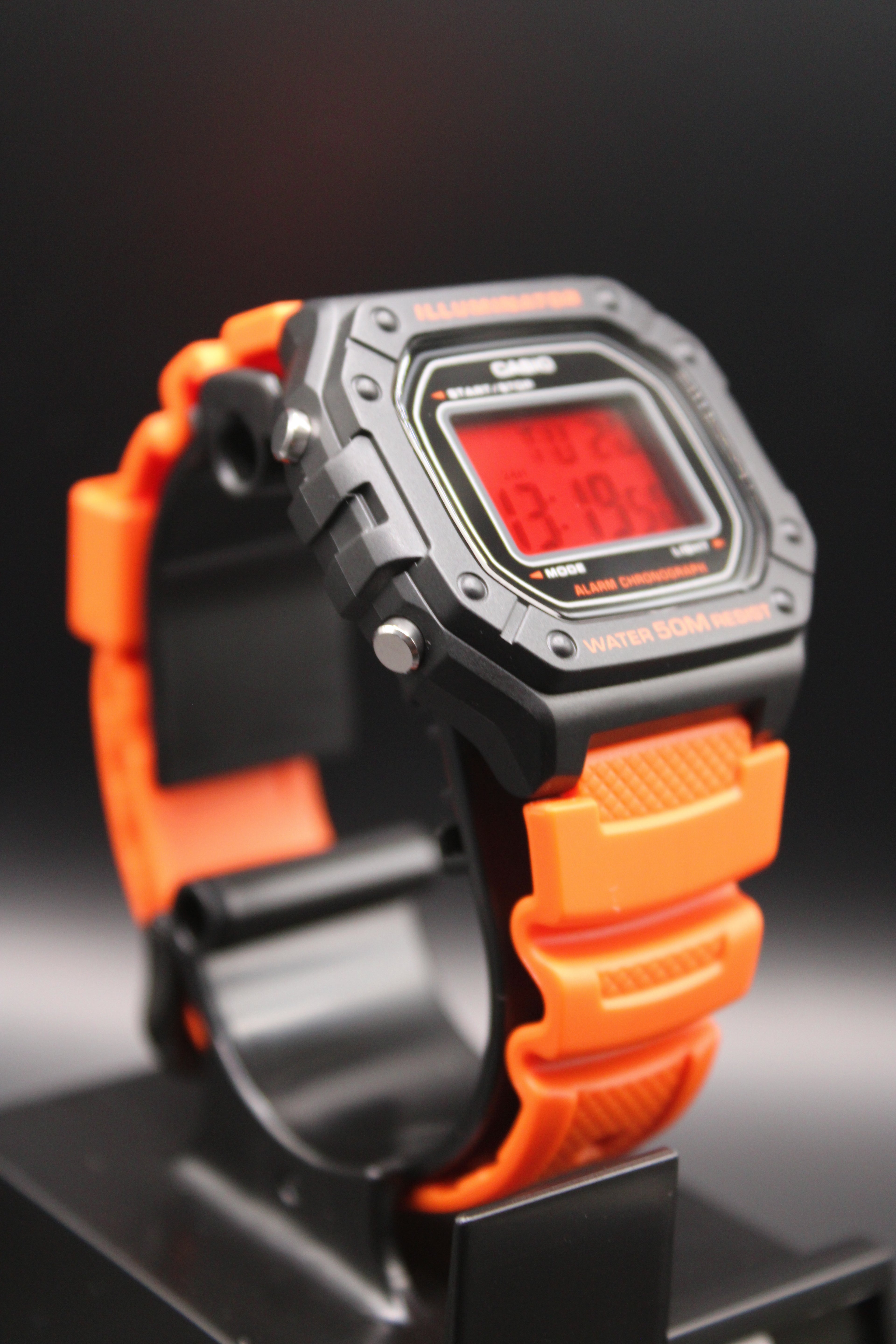 Limited Edition - Red Casio W218H - Orange Strap Custom (Brand New)